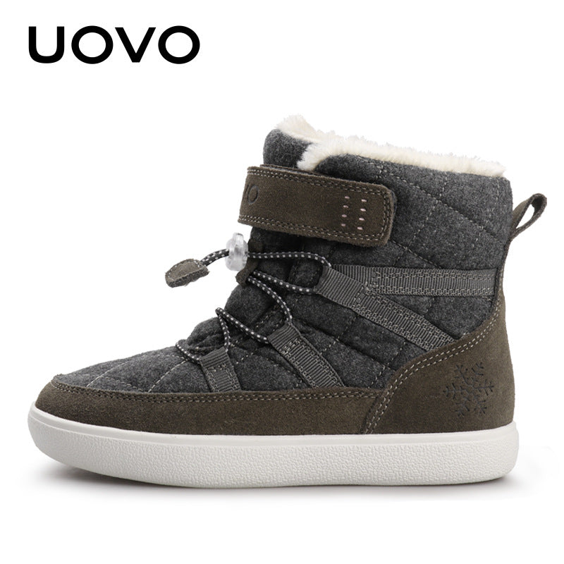 2025 UOVO Kids Waterproof Winter Snow Boots – Warm Fleece Lined, Slip‑Resistant Short Boots for Boys & Girls